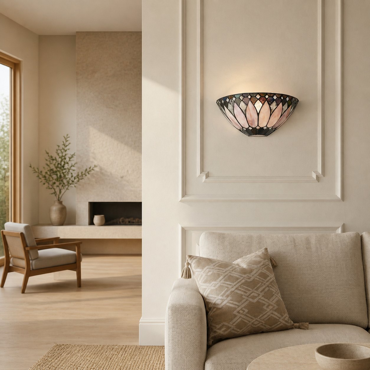 TF Brooklyn Elegant Wall Light - Art Deco Glass Wall Sconce for Living Room or Hallway