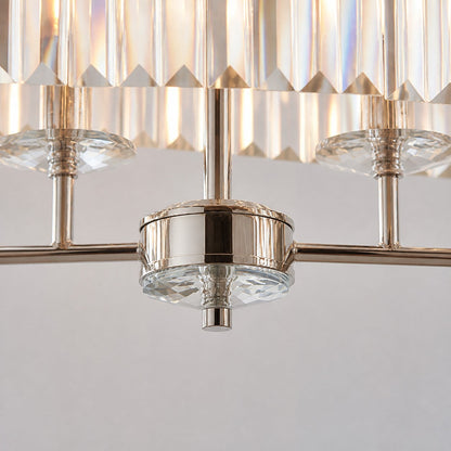 Beveline 4-Light Linear Ceiling Pendant With Cut Faceted Glass - Sleek Metal Frame For Dining