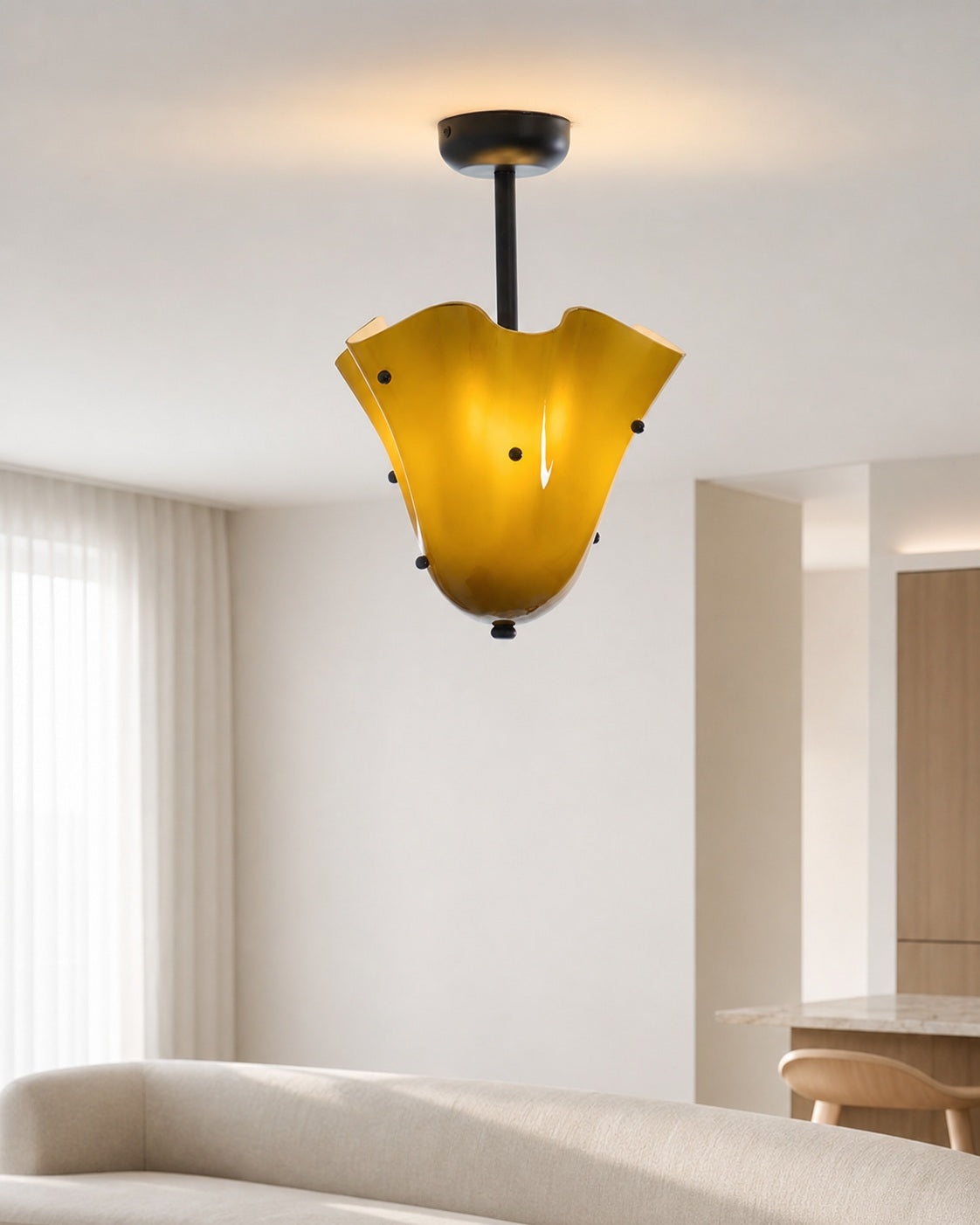 Bellina Decorative Glass Ceiling Light - Modern Sculptural Flush Mount