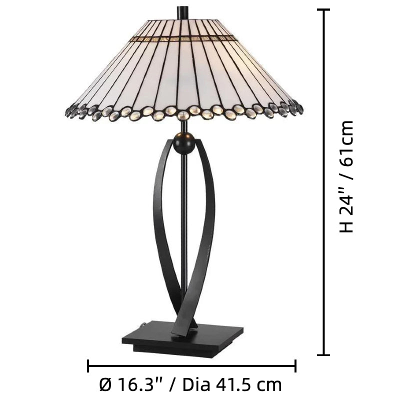 TF Allanton Tischleuchte mit konischer Form – Vintage-Glasleuchte mit geometrischer Geometrie für Nachttisch und Arbeitszimmer