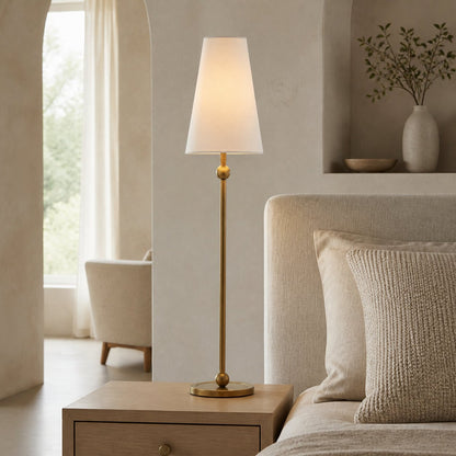 Serena Iron Table Lamp – Clean Lines and a Soft Linen Shade for Home Office or Bedside