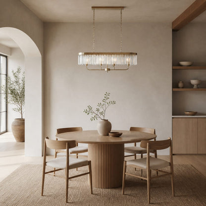 Beveline 4-Light Linear Ceiling Pendant With Cut Faceted Glass - Sleek Metal Frame For Dining