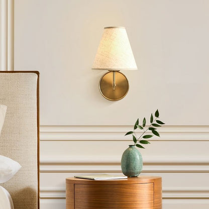 Fibura Contemporary Metal Sconce with Soft Linen Shade Subtle Silhouette for Living Rooms and Corridors