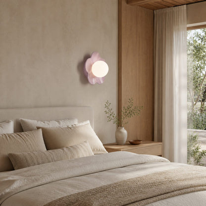 Florixa Blooming Flower Wall Sconce - Plug-in and Hardwired Lamp for Bedroom Decor