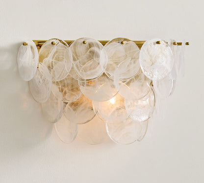 Sevra Cascading Glass Disc Wall Sconce - Metal Vintage Brass Finish Lighting