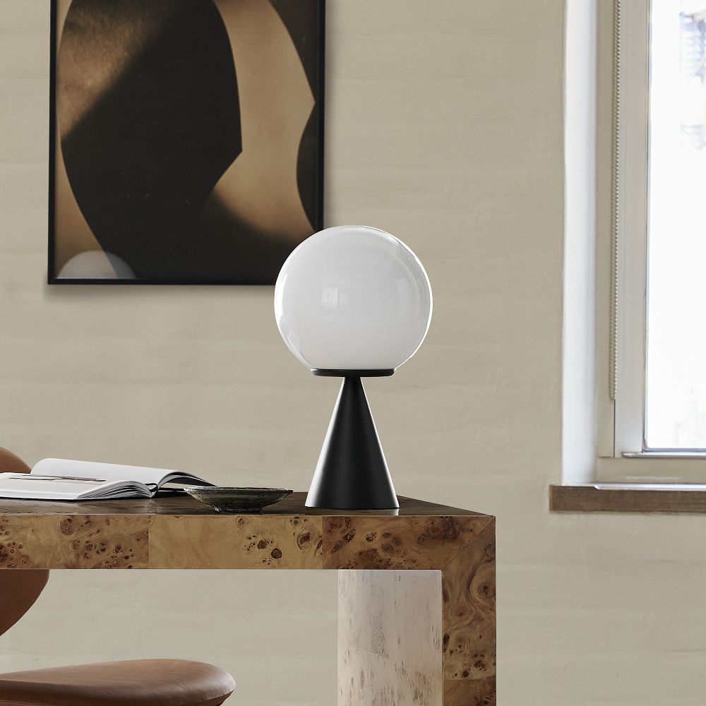 Ulvara Modern Table Lamp - Glass Globe and Tapered Base for Bedroom Glow