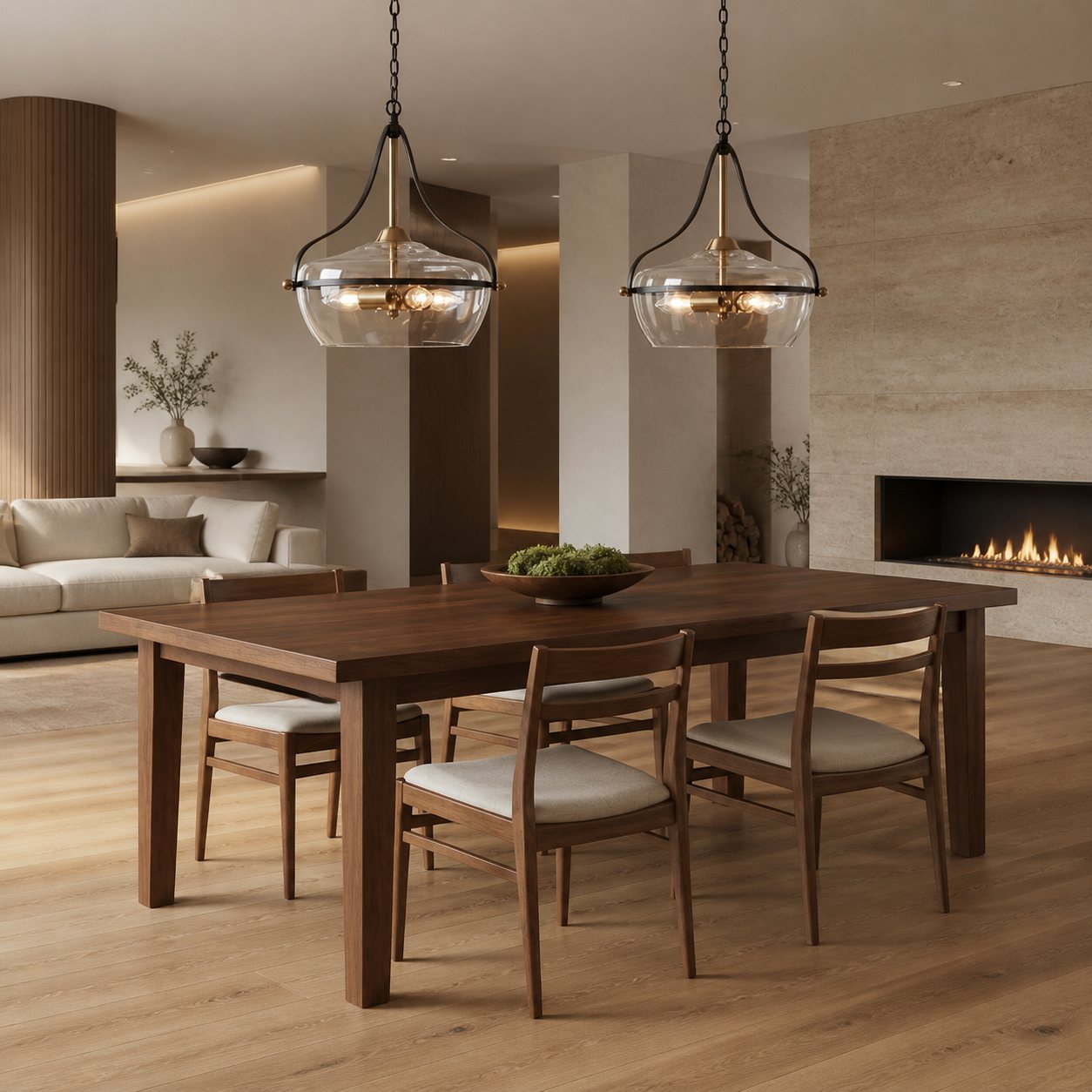 Lirra Glas-Pendelleuchte – Metallrahmen im Mid-Century-Modern-Stil für Küche und Wohnzimmer