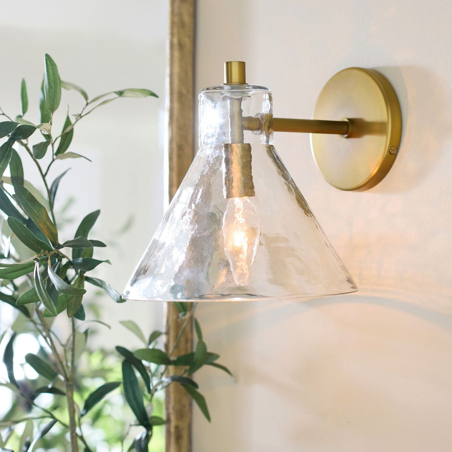 Glavira Recycled Glass Double Sconce - Indoor Brass Wall Lighting
