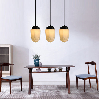 Art Deco Schulhaus Milchglas Pendelleuchte 1 Flammig