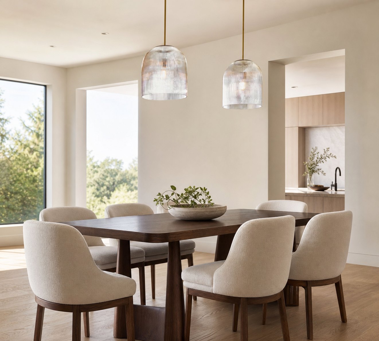 Bravira Pendelleuchte aus geripptem Glas – elegante Kücheninsellampe