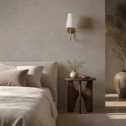 Serena Elegant Swoop Arm Sconce – Modern Fabric Shade Wall Lamp for Hallway and Bedroom