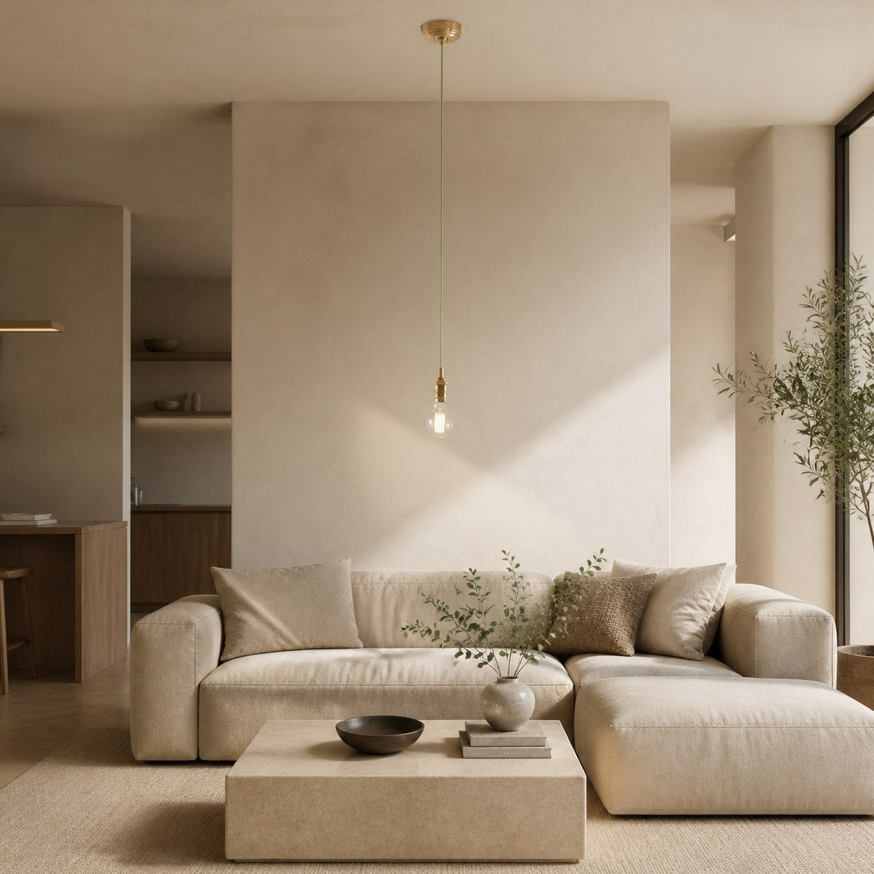 Moderne Pendelleuchte aus Messing von Plaitar – Minimalistische Deckenleuchte mit geflochtenem Kabel für Flure