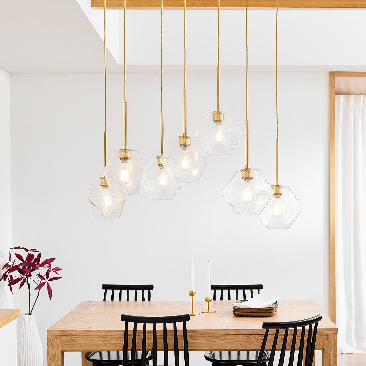 Talvior Luminous Geometric 7-Light Faceted Glass Chandelier