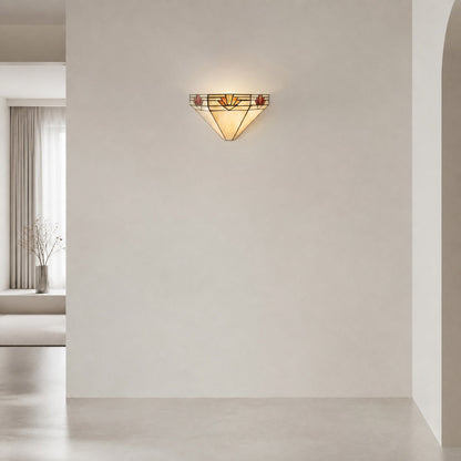 TF Nevada Ziggurat Wall Light — Art Deco Stained-Glass Sconce for Hallways & Living Rooms