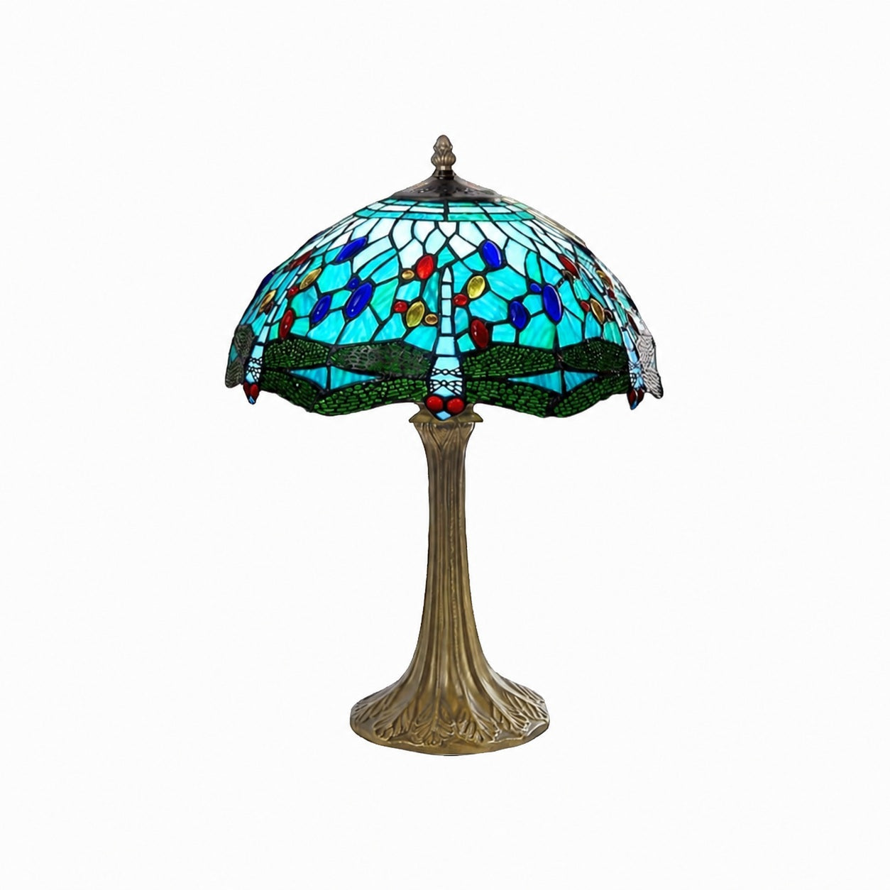 TF Libellen-Tischleuchte – Vintage-Buntglas für Wohn- und Schlafzimmer