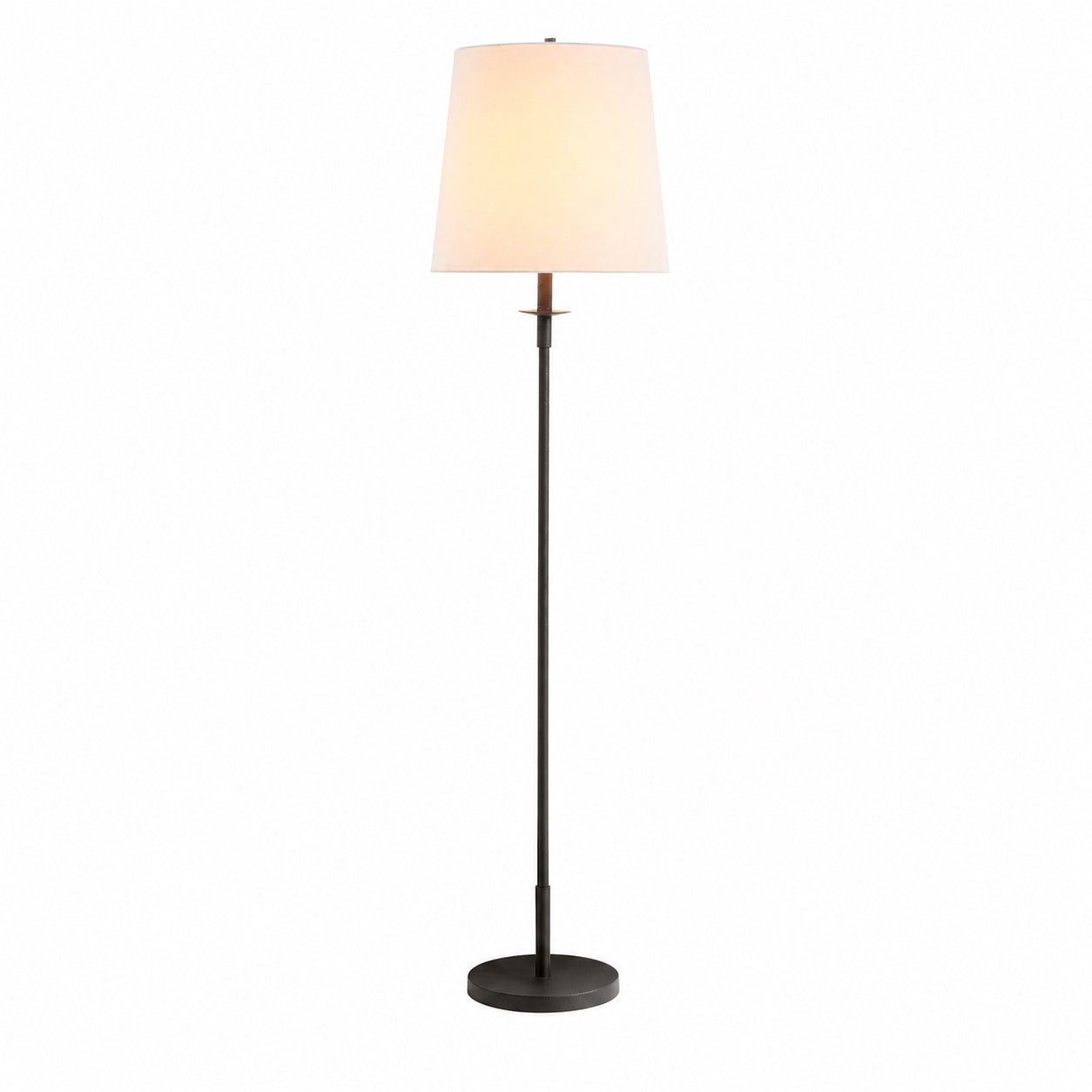 Rowan Schlanke Articulating Floor Lamp mit Leinenlampenschirm für fokussiertes Licht