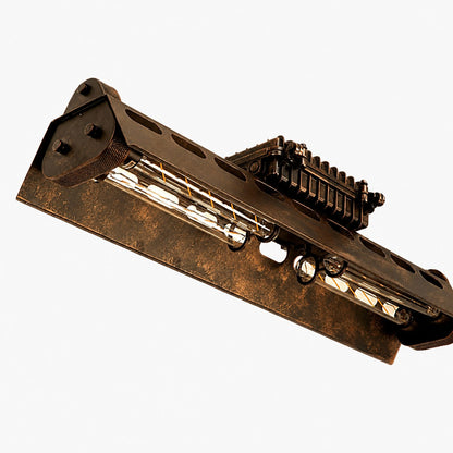 Industrax Steampunk  Linear Chandelier - Vintage Metal Frame Lighting for Dining or Living Room