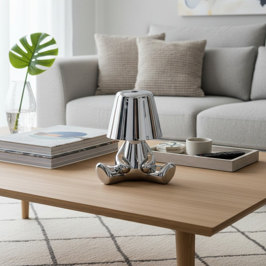 Aurabrova Rechargeable Human Figure Table Lamp – Modern Aluminium Lamp for Living Room