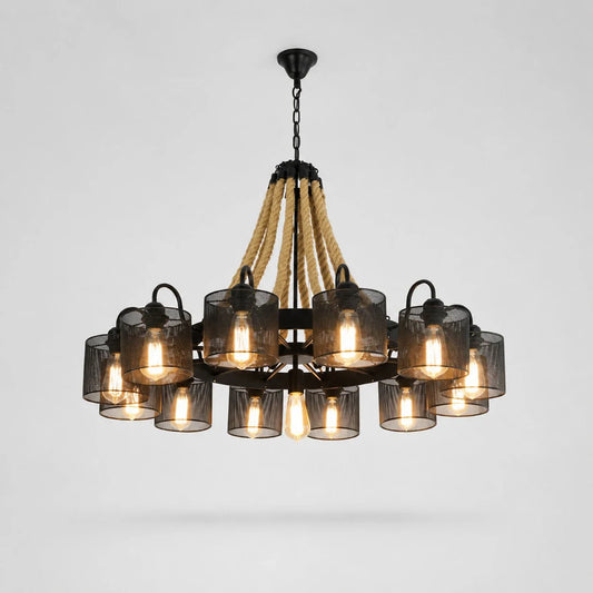 Rustic farmhouse rope chandelier