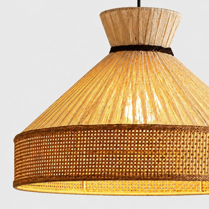 Close-up of the lower woven band and pendant shade edge
