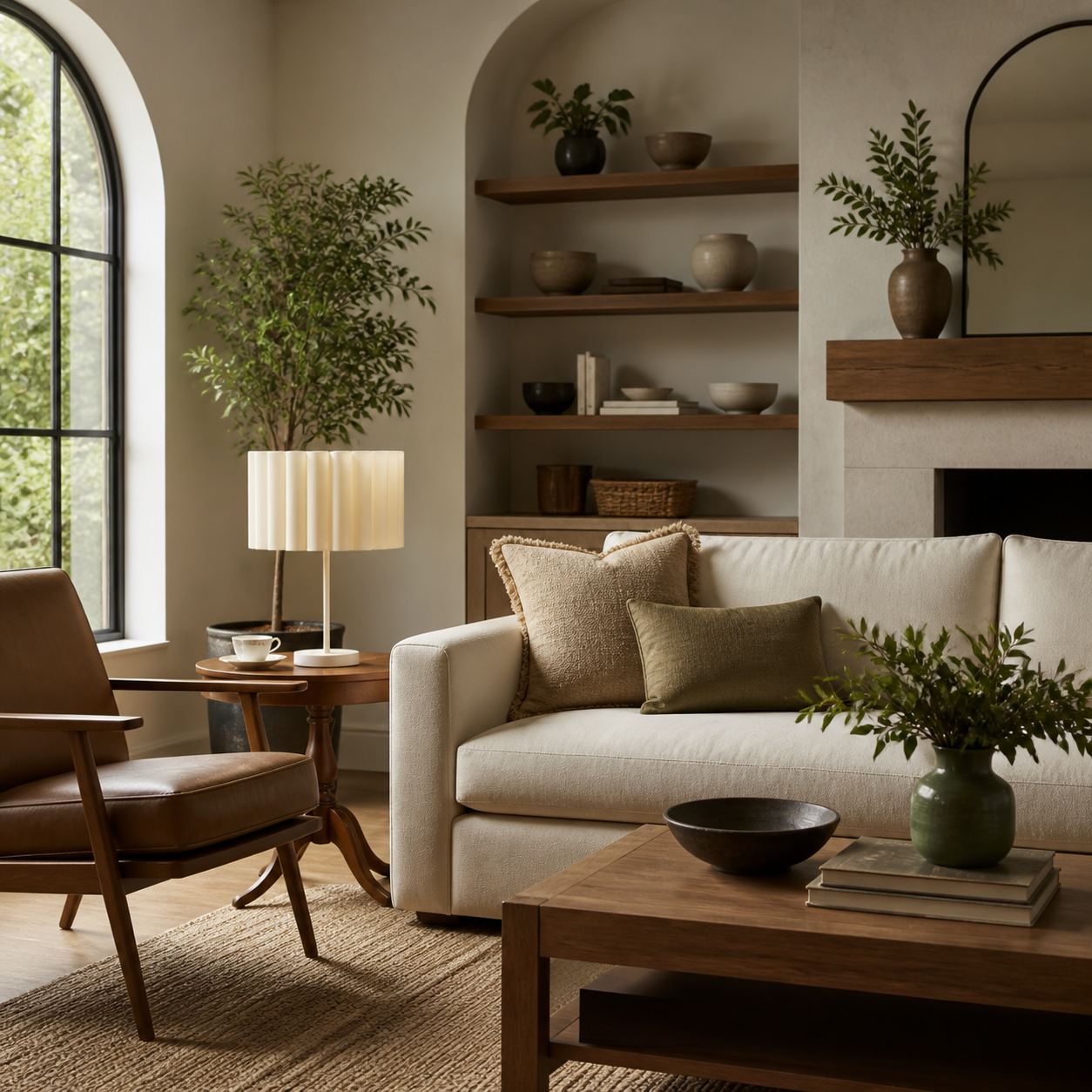 Velura Table Lamp - Beige Linen Shade in Light Beige