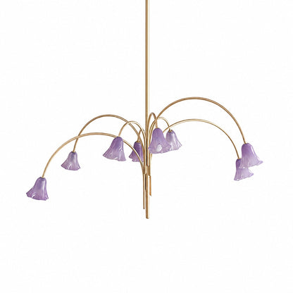 Bellina Modern Romantic Chandelier - Botanical Lily Design with Glass Flowers