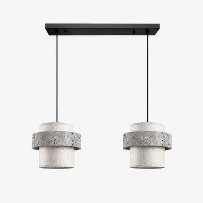Style C gray travertine stone pendant light with two heads
