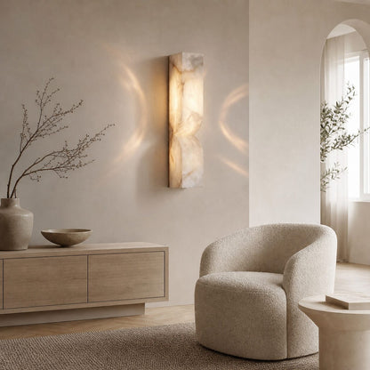 Modern Rectangular Alabaster Wall Lamp – Minimalist Sconce for Bedroom Hallway Living Room