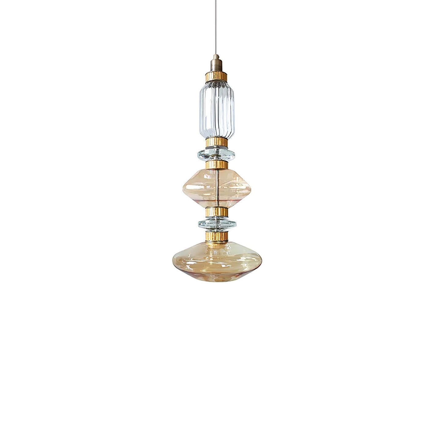 Minimalistische Ballett-Pendelleuchte - Eisen-Metall-Glas-Gold-Bernstein-Innenbeleuchtung