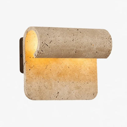 Natural travertine wall sconce front view
