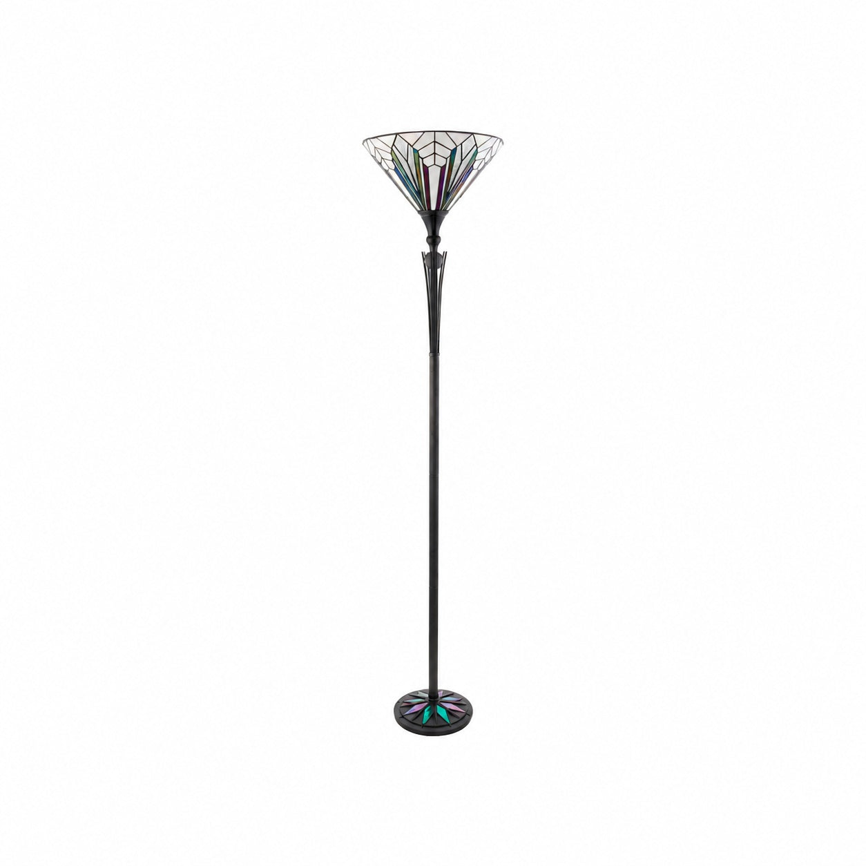 TF Astoria Stehlampe im Tiffany-Stil – Lampenschirm aus strukturiertem Glas für stimmungsvolles Wohn- und Büroambiente