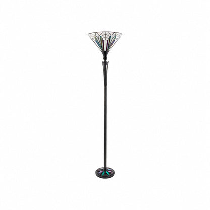 TF Astoria Stehlampe im Tiffany-Stil – Lampenschirm aus strukturiertem Glas für stimmungsvolles Wohn- und Büroambiente