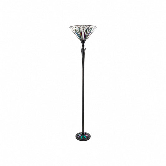 TF Astoria Stehlampe im Tiffany-Stil – Lampenschirm aus strukturiertem Glas für stimmungsvolles Wohn- und Büroambiente