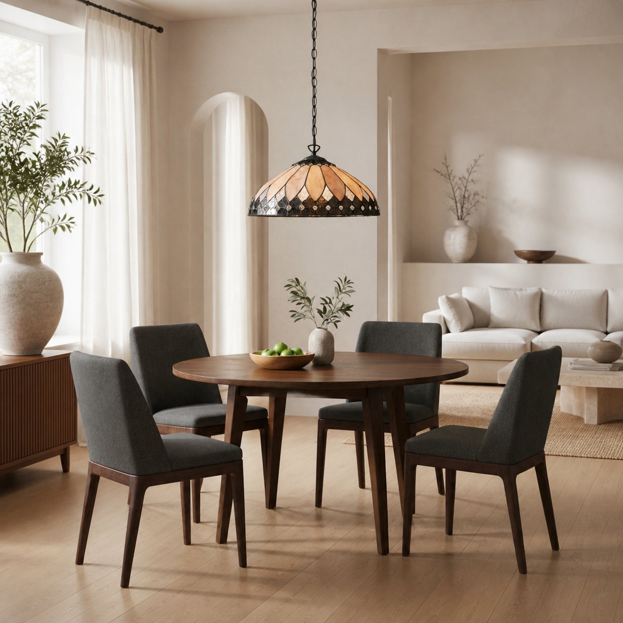 TF Brooklyn Pendelleuchte – Pendelleuchte im geometrischen Buntglas-Art-Deco-Stil für Esszimmer