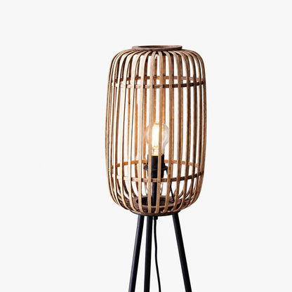 Yumeko Stehlampe aus Naturgewebe – Moderne skandinavische Stehlampe mit Bambusschirm für Schlaf- oder Wohnzimmer