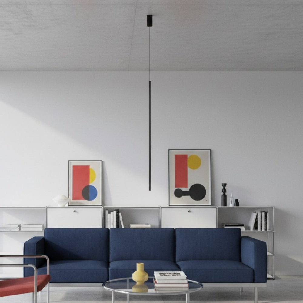 Vectra Slim Industrial Pendant Light - Contemporary Ceiling Fixture for Living Room and Bedroom