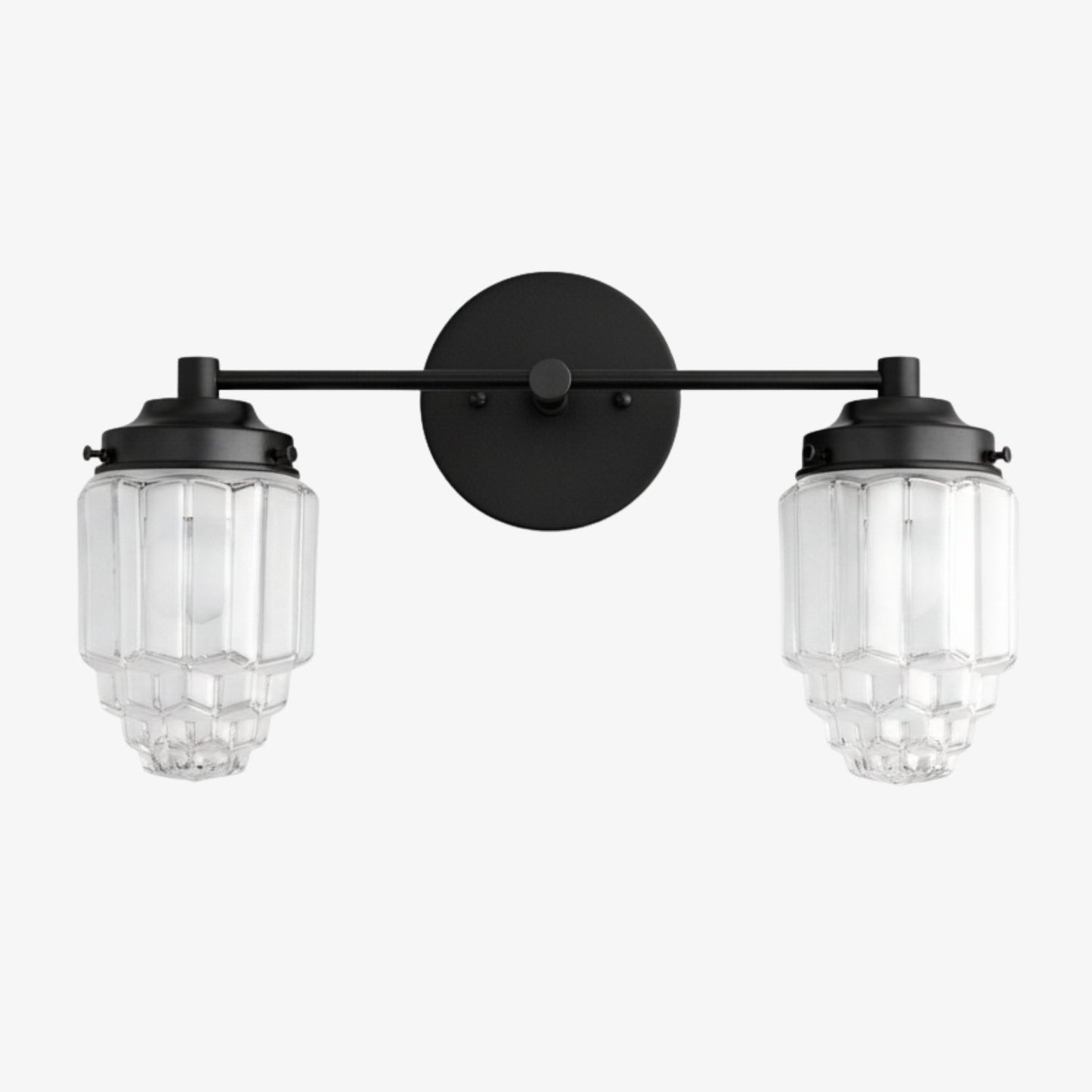 Tierlux Glass Vanity Light - Art Deco Bathroom Fixture with Skyscraper Shades