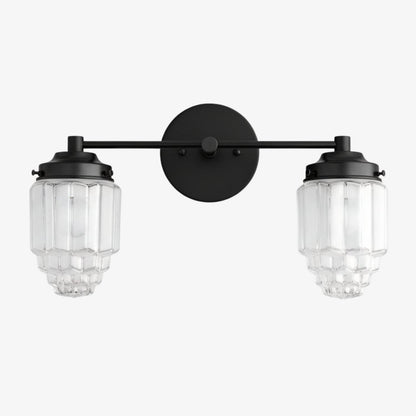 Tierlux Glass Vanity Light - Art Deco Bathroom Fixture with Skyscraper Shades
