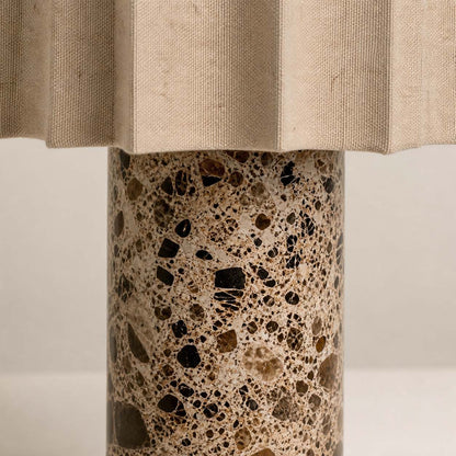 Cavilon Table Lamp with Fan-Shaped Linen Shade - Stone Finishes Suitable for Living Rooms