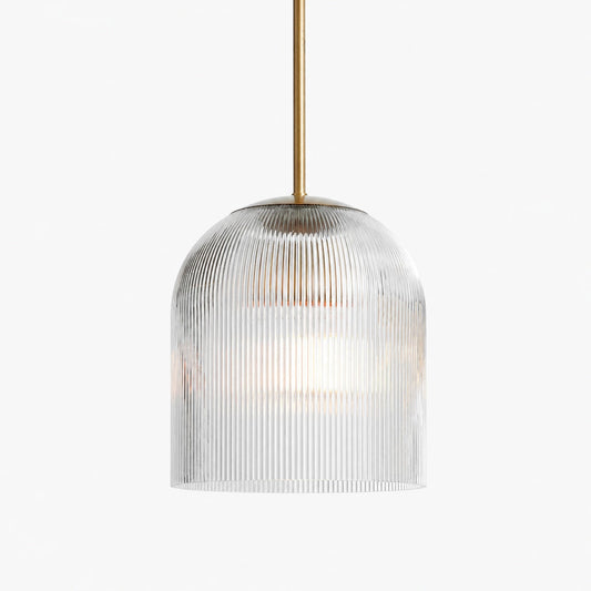 Bravira Ribbed Glass Pendant Light - Elegant Kitchen Island Lamp