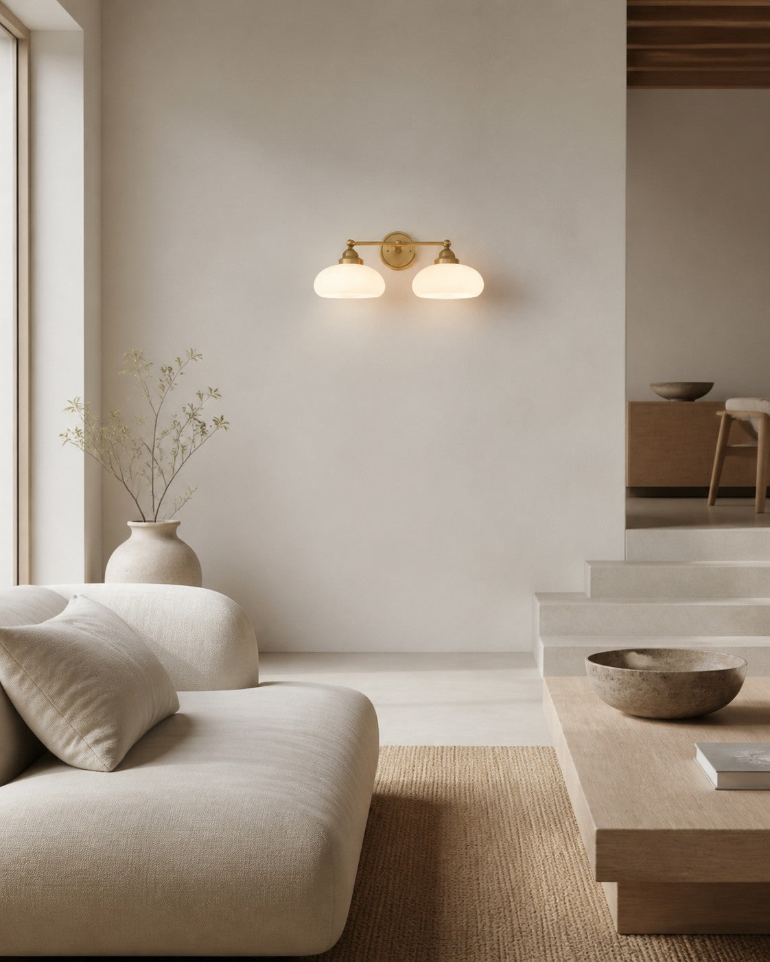 Riven Wall Lamp - Vintage Industrial Milk White Glass Shade for Indoor