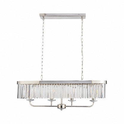 Beveline 4-Light Linear Ceiling Pendant With Cut Faceted Glass - Sleek Metal Frame For Dining