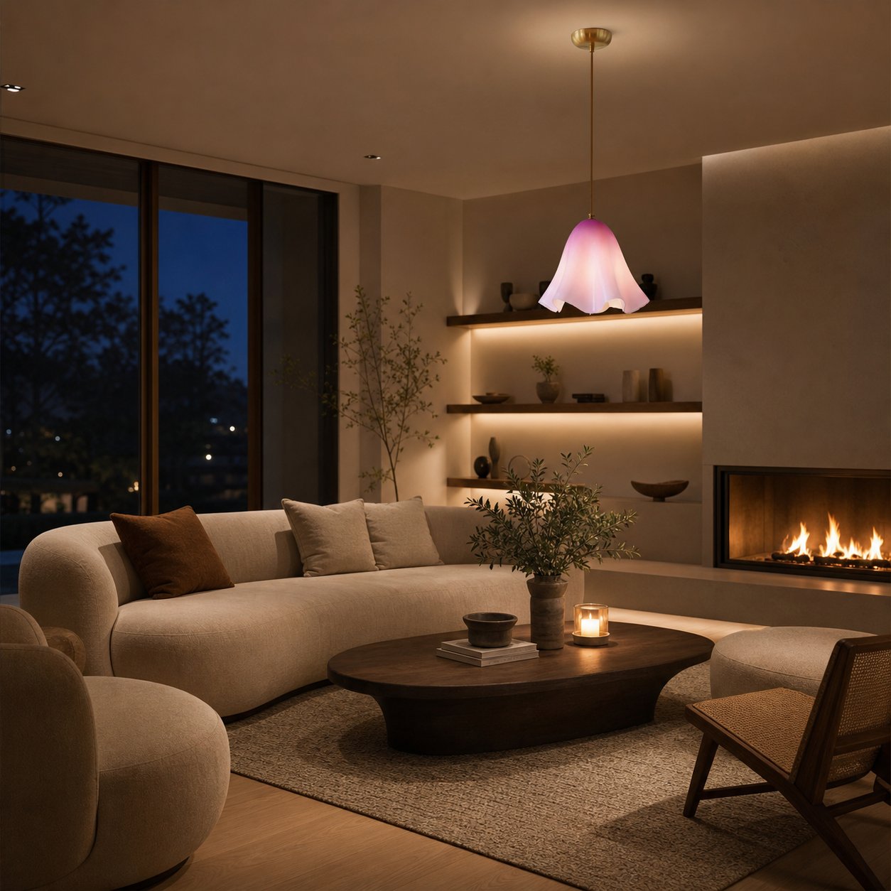 Bellina Artistic Glass Pendant Light - Modern Bloom Inspired Hanging Ceiling Lamp