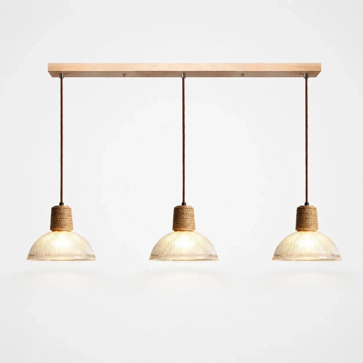 Rustic Woven Rope Glass Pendant Light Collection