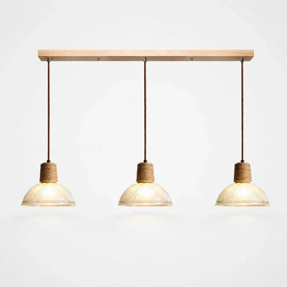Rustic Woven Rope Glass Pendant Light Collection