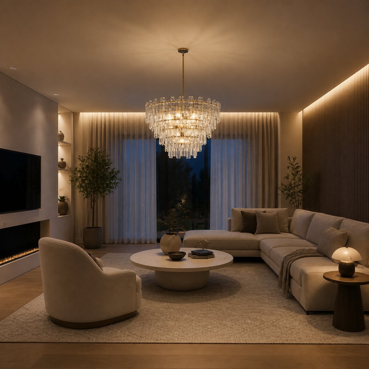 Lumvey Runder Kronleuchter – Vintage-inspirierter Metallrahmen mit gestuftem Glas für Esszimmer und Foyer