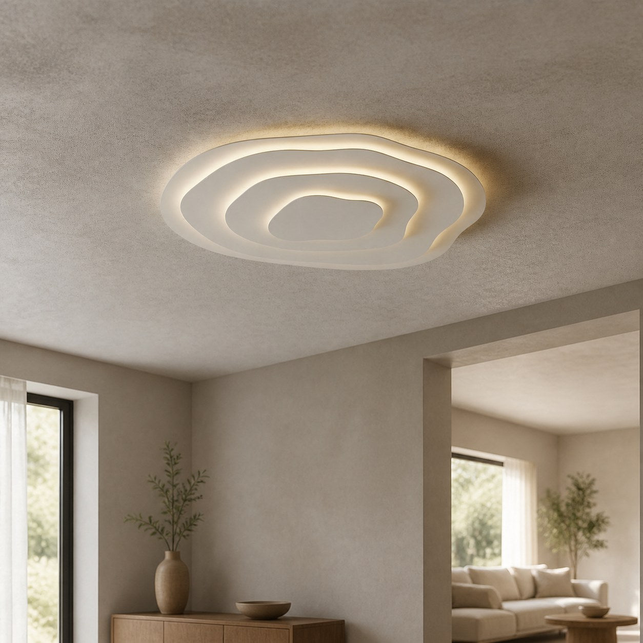 Aeris Mimir Wellenförmige Acryl-Deckenleuchte, moderne minimalistische Aufbauleuchte für Wohnzimmer und Schlafzimmer