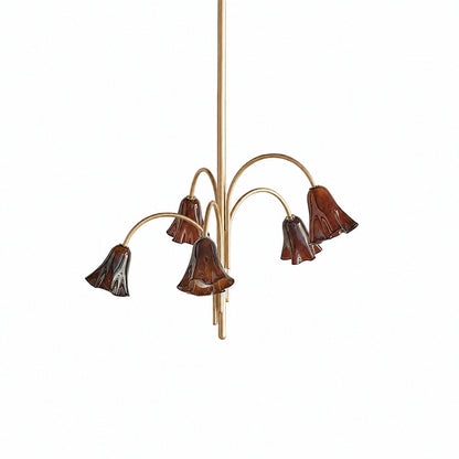 Bellina Modern Romantic Chandelier - Botanical Lily Design with Glass Flowers