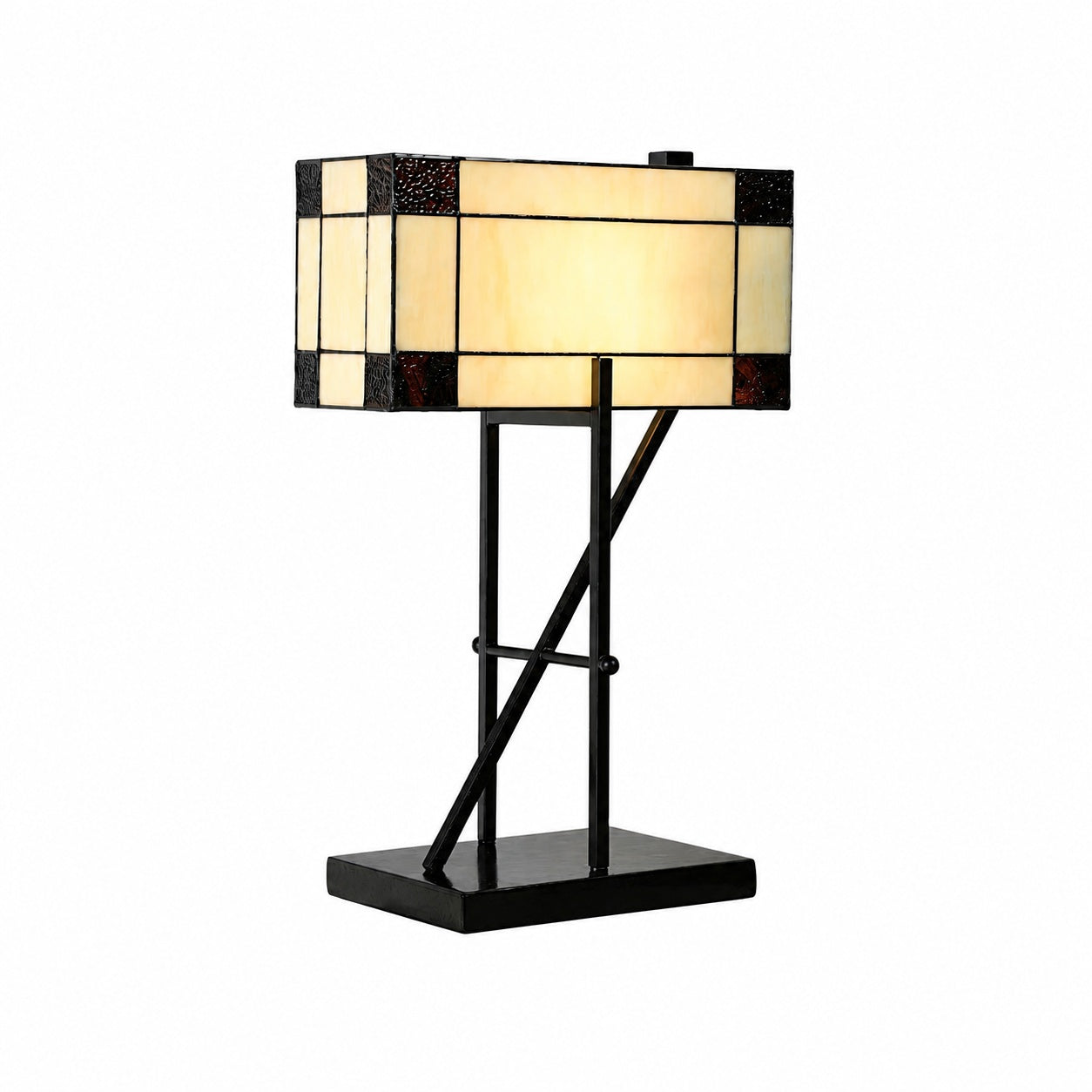 TF Manchester Table Lamp – Vintage-Inspired Stained Glass Table Light for Reading Nook or Bedroom