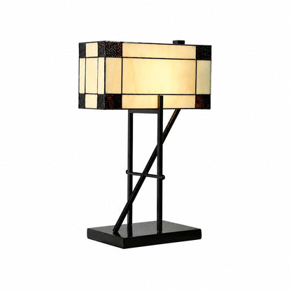 TF Manchester Table Lamp – Vintage-Inspired Stained Glass Table Light for Reading Nook or Bedroom